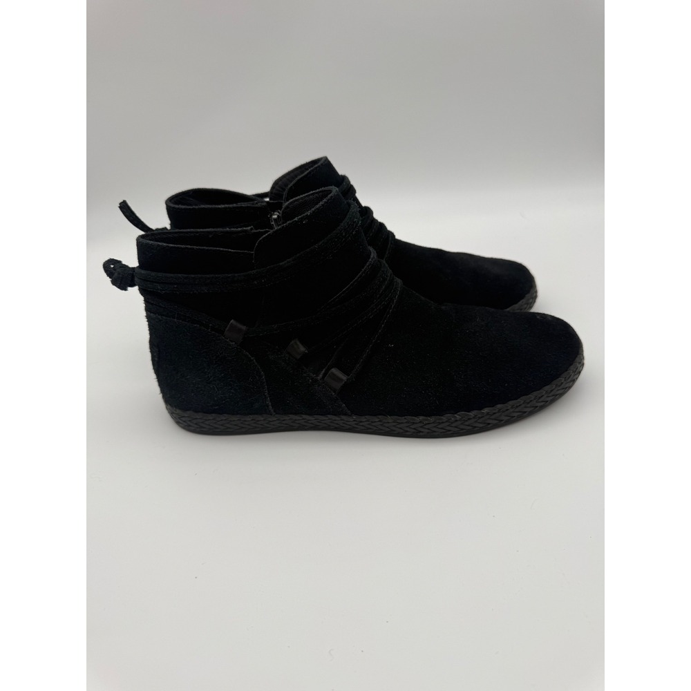 UGG Elora Black Suede Wrap Ankle Boots Side Zip 1123598 Womens 9.5